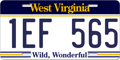 WV license plate 1EF565
