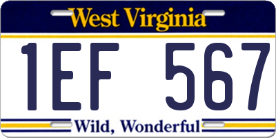 WV license plate 1EF567
