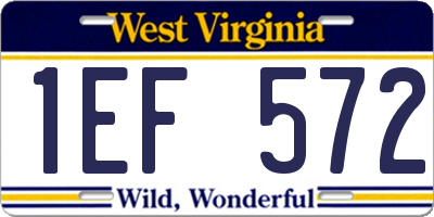 WV license plate 1EF572