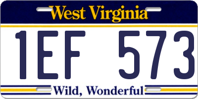 WV license plate 1EF573