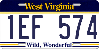WV license plate 1EF574