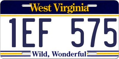 WV license plate 1EF575