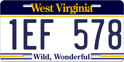 WV license plate 1EF578