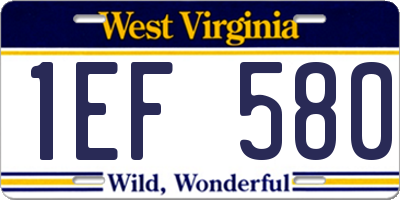 WV license plate 1EF580