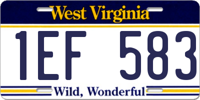 WV license plate 1EF583