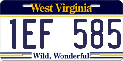 WV license plate 1EF585
