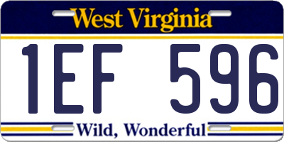 WV license plate 1EF596