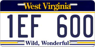 WV license plate 1EF600