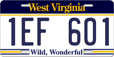 WV license plate 1EF601