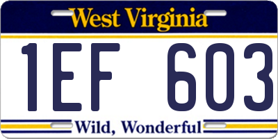 WV license plate 1EF603