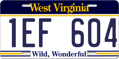 WV license plate 1EF604