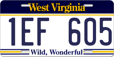 WV license plate 1EF605