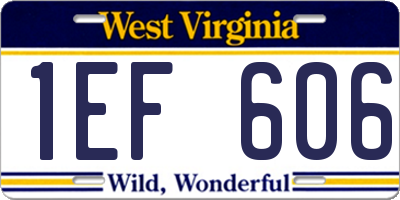 WV license plate 1EF606