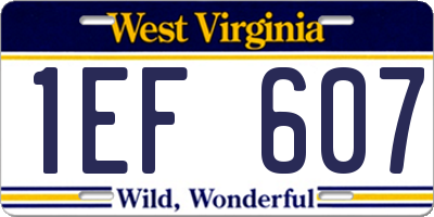 WV license plate 1EF607
