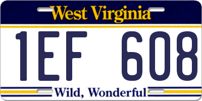 WV license plate 1EF608