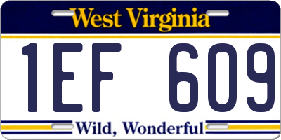 WV license plate 1EF609