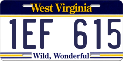 WV license plate 1EF615