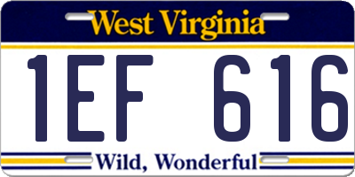 WV license plate 1EF616