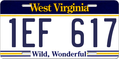 WV license plate 1EF617