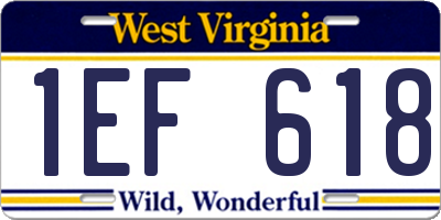 WV license plate 1EF618