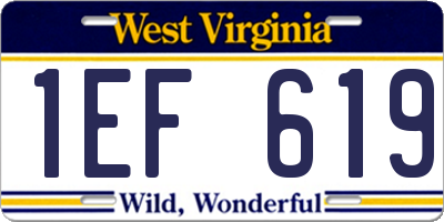 WV license plate 1EF619