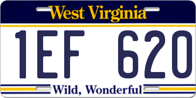 WV license plate 1EF620