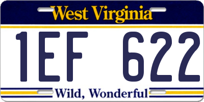 WV license plate 1EF622