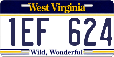 WV license plate 1EF624