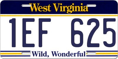 WV license plate 1EF625