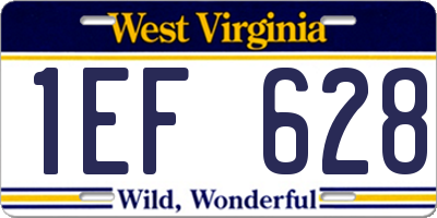 WV license plate 1EF628