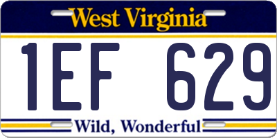 WV license plate 1EF629
