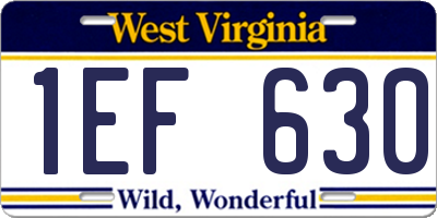 WV license plate 1EF630