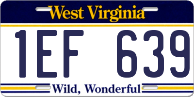 WV license plate 1EF639