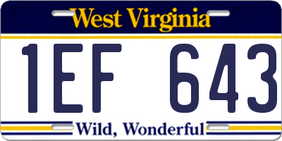 WV license plate 1EF643