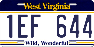 WV license plate 1EF644