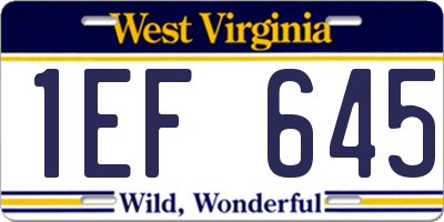 WV license plate 1EF645