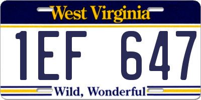 WV license plate 1EF647