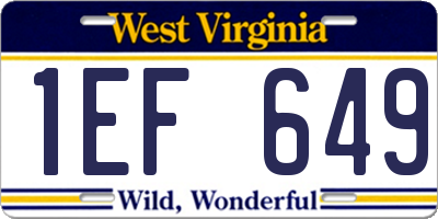 WV license plate 1EF649