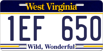 WV license plate 1EF650