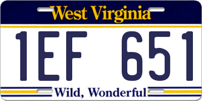 WV license plate 1EF651