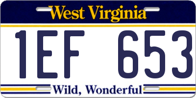 WV license plate 1EF653