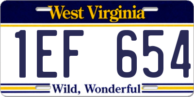 WV license plate 1EF654