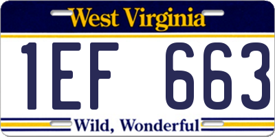 WV license plate 1EF663