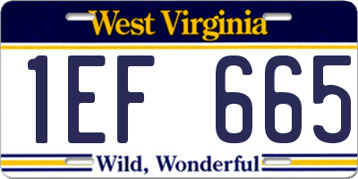 WV license plate 1EF665