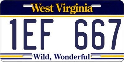 WV license plate 1EF667