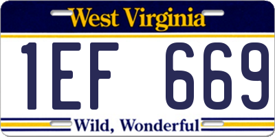 WV license plate 1EF669