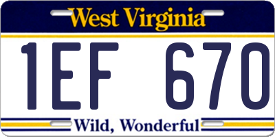 WV license plate 1EF670