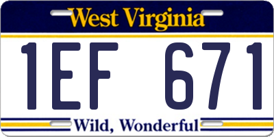 WV license plate 1EF671