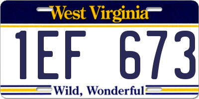 WV license plate 1EF673