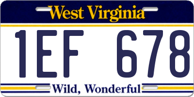 WV license plate 1EF678
